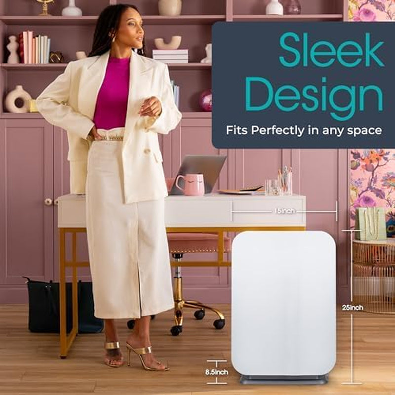 Breathesmart Flex HEPA Air Purifier with Pure Filter – Covers 700 Sq. Ft. in 30 Minutes for Bedroom and Office Use, Effectively Reduces Allergens, Dust, and Mold – White