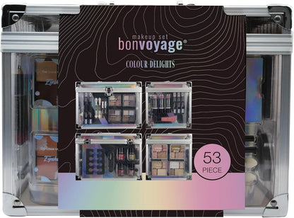 Professional Makeup Kit: Lipstick, Eyeshadows, Blush, Manicure and Pedicure Set, All in a Portable Lightweight Transparent Case - Colour Delights