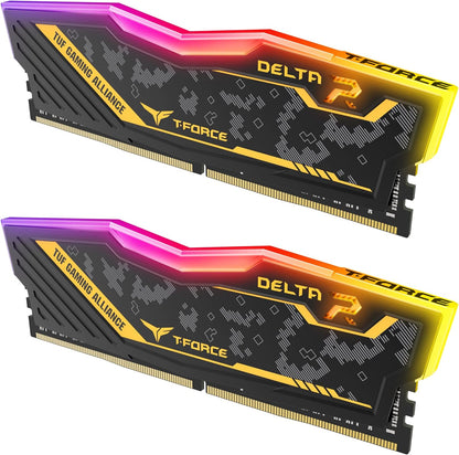 Team Group Delta TUF Gaming RGB 16GB (2x8GB) DDR4 U-DIMM Memory Kit, 3200MHz, PC4-25600, CL16, Non-ECC