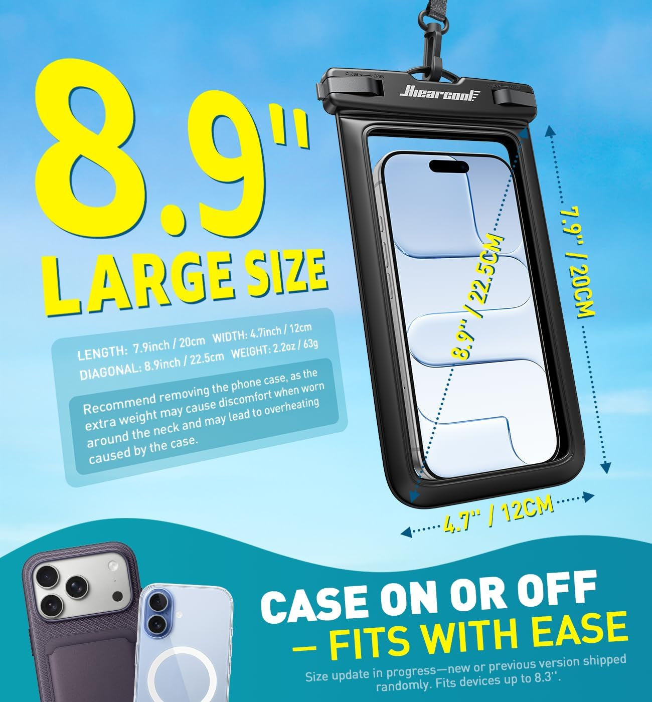 Premium IPX8 Waterproof Phone Pouch - Dual Pack for iPhone 17/16/15/14 Pro Max, Touch Screen Compatible Dry Bag for Beach and Cruise, Includes Lanyard, Fits Devices up to 8.9 inches