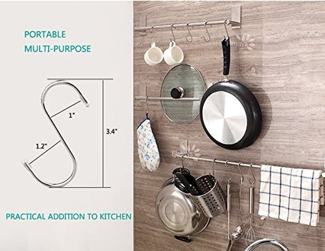 20-Pack Stainless Steel S-Shaped Hooks for Versatile Hanging in Kitchen, Workshop, Bathroom, and Garden