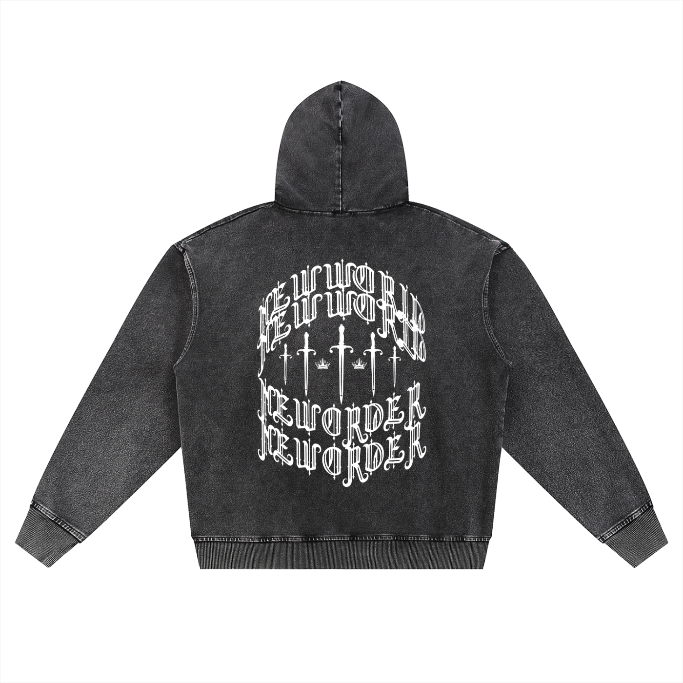 Snow Wash Oversized Zip-Up Hoodie