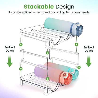 Water Bottle Storage Organizer - 2-Pack Stackable Cabinet Holder