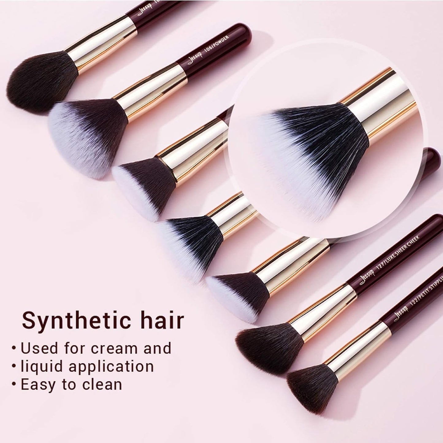 Professional 25-Piece Makeup Brush Set with Labeled Brushes for Powder, Foundation, Eyeshadow, Blending, Concealer, Blush, and Highlight - T280