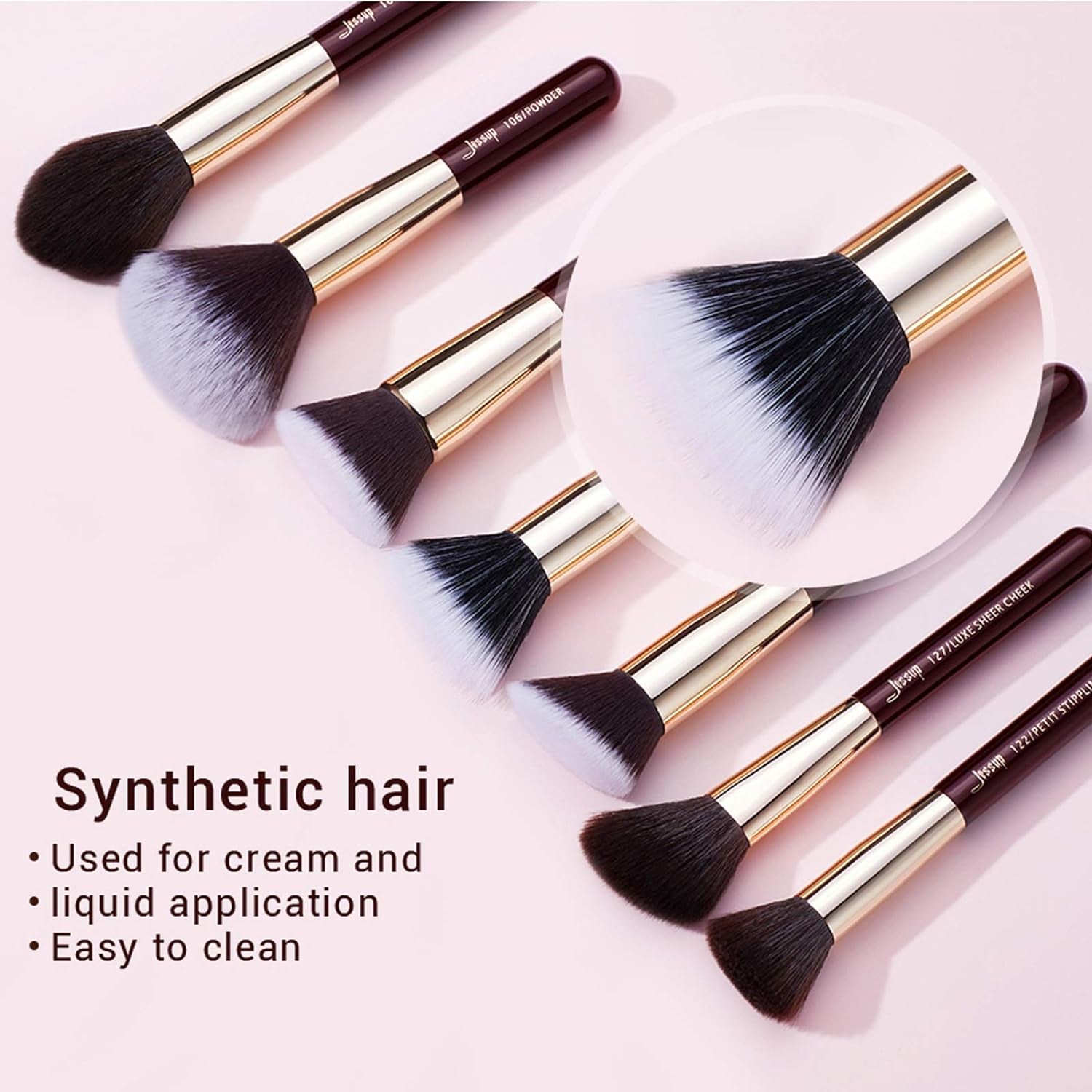 Professional 25-Piece Makeup Brush Set with Labeled Brushes for Powder, Foundation, Eyeshadow, Blending, Concealer, Blush, and Highlight - T280