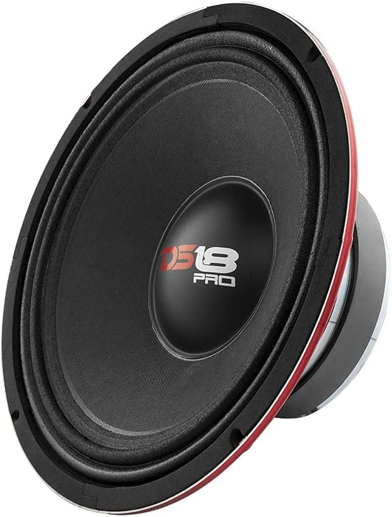 PRO-X10M 10" Midrange Loudspeaker with Red Steel Basket - 600W Max, 300W RMS, 8 Ohms - Premium Audio Door Speaker for Car or Truck Stereo Systems