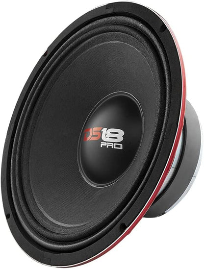 PRO-X10M 10" Midrange Loudspeaker with Red Steel Basket - 600W Max, 300W RMS, 8 Ohms - Premium Audio Door Speaker for Car or Truck Stereo Systems