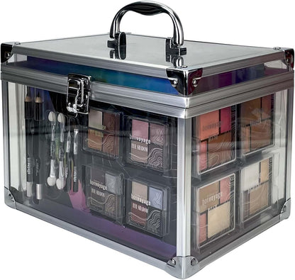 Professional Makeup Kit: Lipstick, Eyeshadows, Blush, Manicure and Pedicure Set, All in a Portable Lightweight Transparent Case - Colour Delights