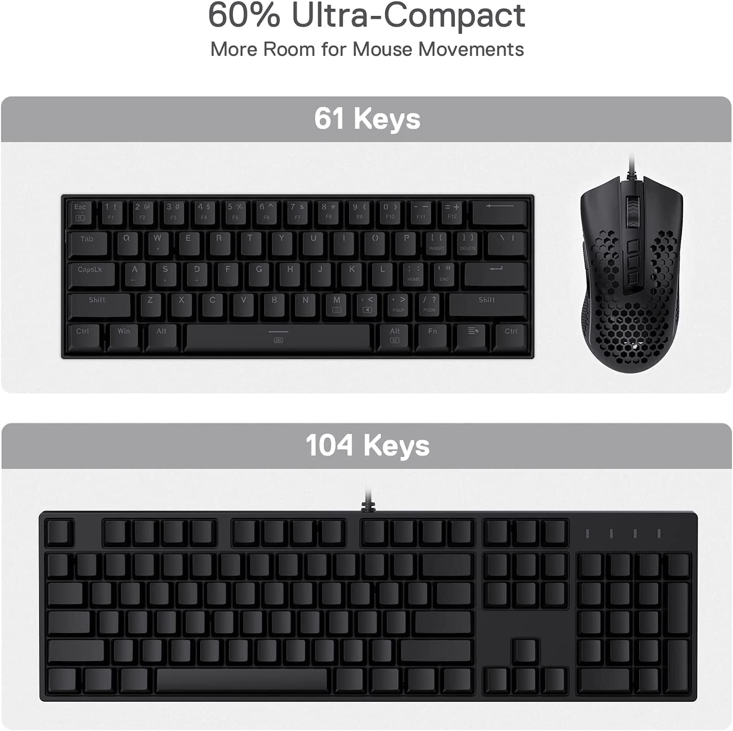 K630 Dragonborn 60% Compact Mechanical RGB Gaming Keyboard with Tactile Brown Switches and Pro Driver Support, Black