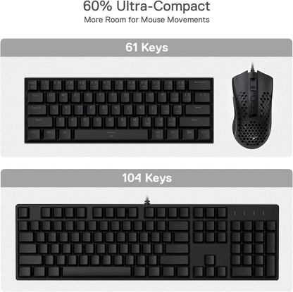 K630 Dragonborn 60% Compact Mechanical RGB Gaming Keyboard with Tactile Brown Switches and Pro Driver Support, Black
