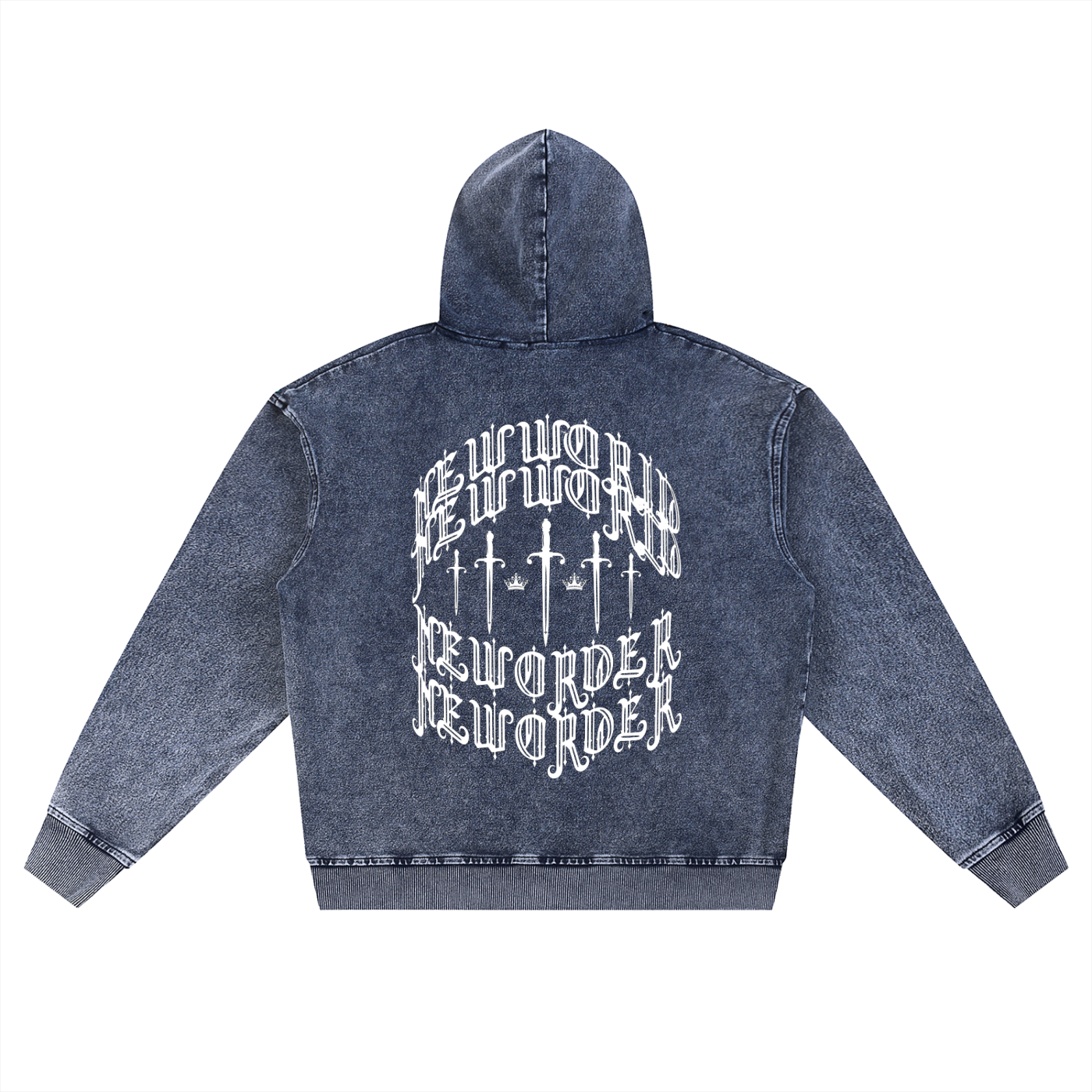 Snow Wash Oversized Zip-Up Hoodie