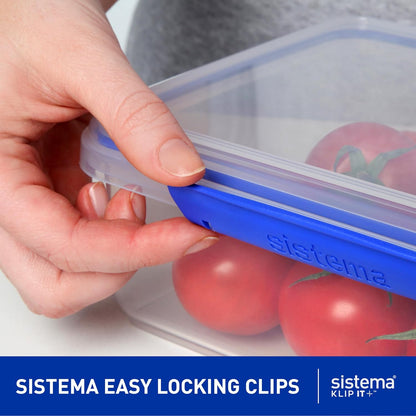 KLIP IT Food Storage Container | 7 L | Stackable & Airtight Fridge/Freezer Food Box with Lid | Bpa-Free Plastic | Blue Clips | 1 Count