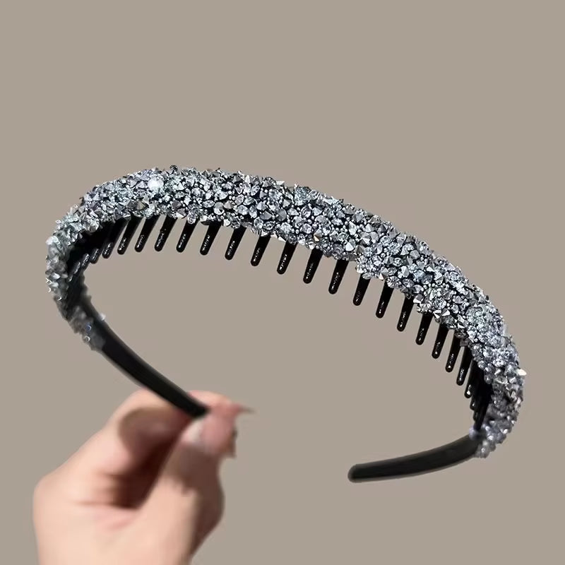 Non-Slip Rhinestone Hairbands with Wave Design for Women and Girls - Fashionable Hair Hoops and Accessories