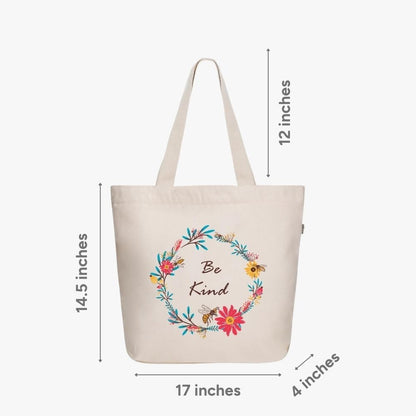 Ecoright Women's Aesthetic Large Canvas Tote Bag with Zipper and Pocket for Yoga, Work, and Beach Activities