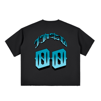 Boxy Half-Sleeve Raw-Edge T-Shirt