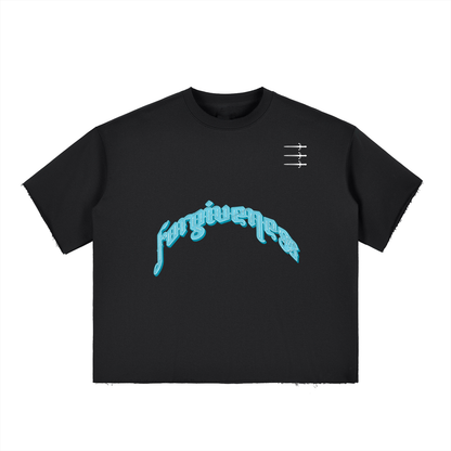 Boxy Half-Sleeve Raw-Edge T-Shirt