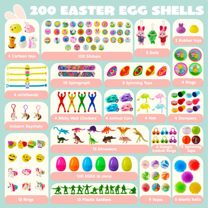 200 Colorful Prefilled Easter Eggs with Exciting Toys Inside - Perfect for Kids' Easter Baskets and Classroom Exchanges!