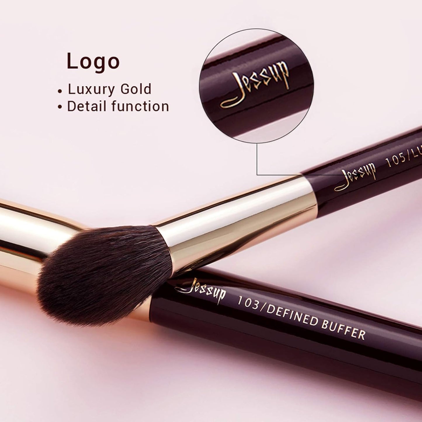 Professional 25-Piece Makeup Brush Set with Labeled Brushes for Powder, Foundation, Eyeshadow, Blending, Concealer, Blush, and Highlight - T280