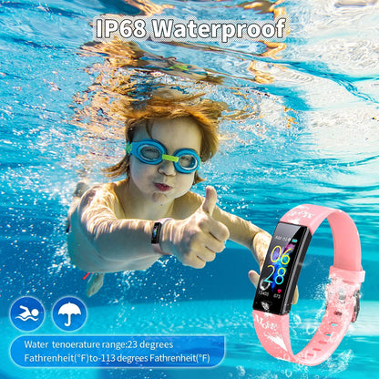 Children's Fitness Tracker Watch - IP68 Waterproof Smartwatch with Pedometer, Stopwatch, and 11 Sports Modes for Ages 6-16