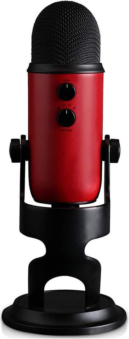 Logitech for Creators Yeti USB Microphone with VO!CE Software, Four Pickup Patterns, Headphone Output and Volume Control, Plug and Play, Satin Red Finish