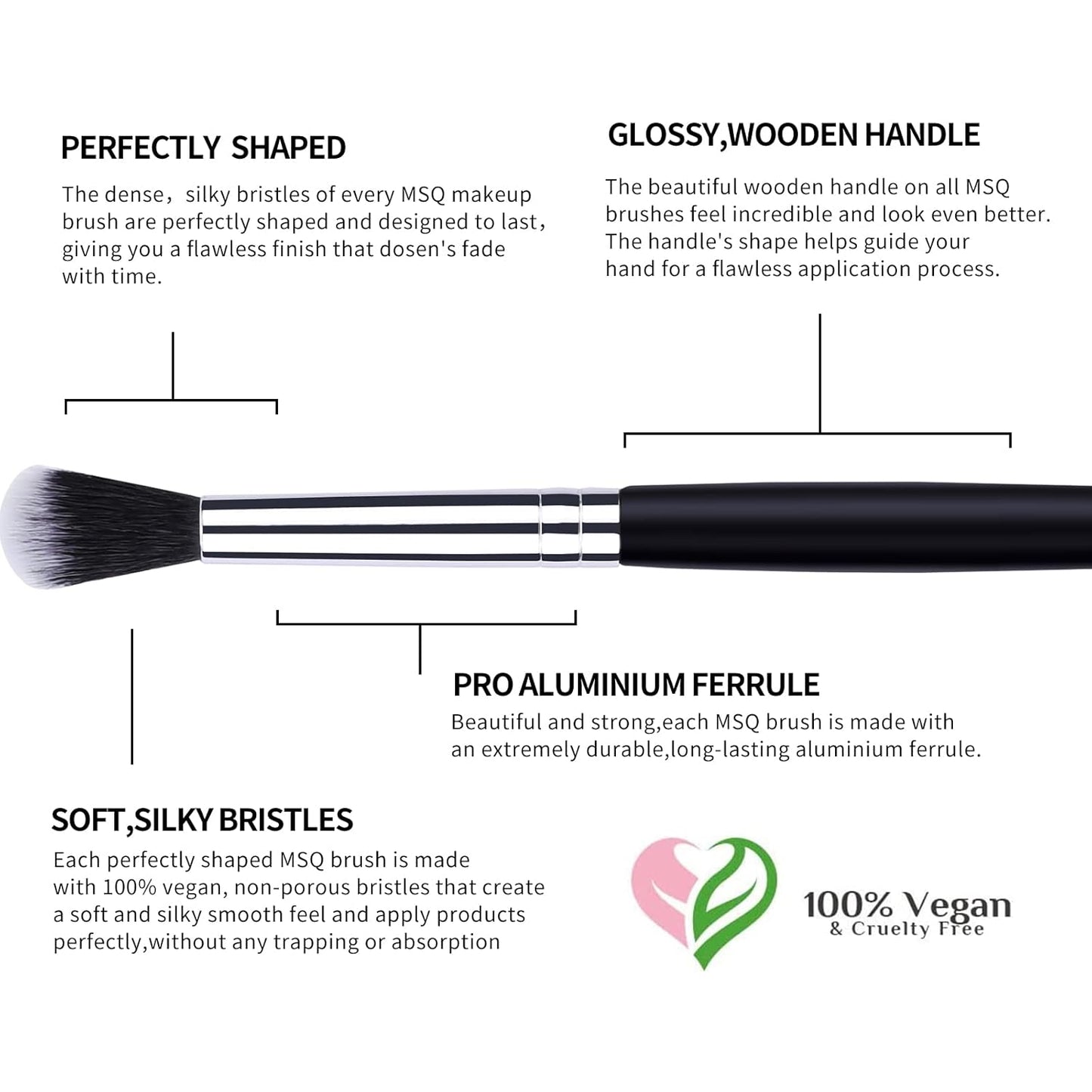 12-Piece Professional Eye Makeup Brush Set with Soft Synthetic Bristles and Extended Wooden Handles for Eyeshadow, Eyeliner, Eyebrow, Blending, and Concealer (Black)