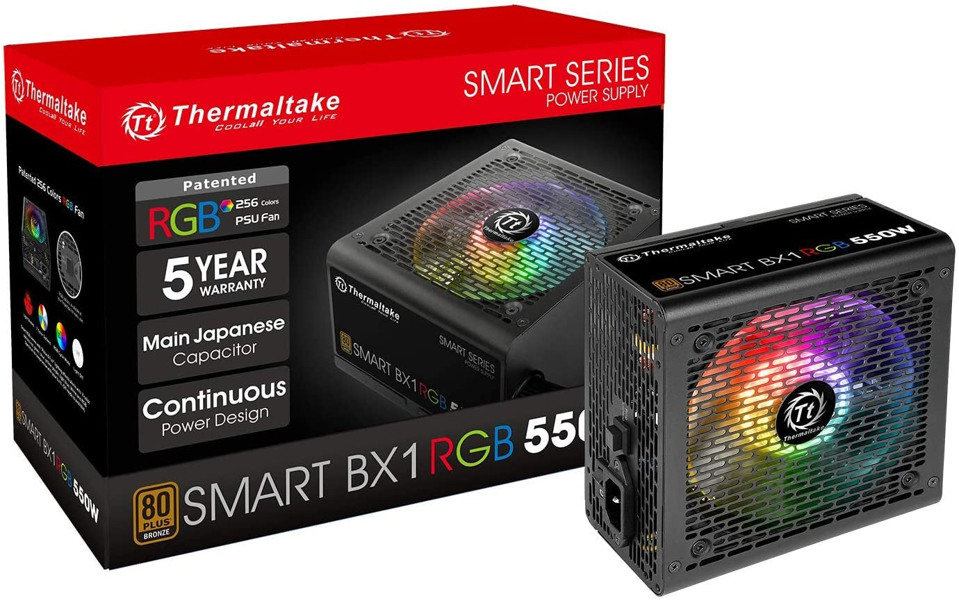 Smart BX1 RGB 550W 80+ Bronze Non-Modular Power Supply - SLI/Crossfire-Compatible, Haswell Ready, ATX12V V2.31 / EPS 12V, 5-Year Warranty