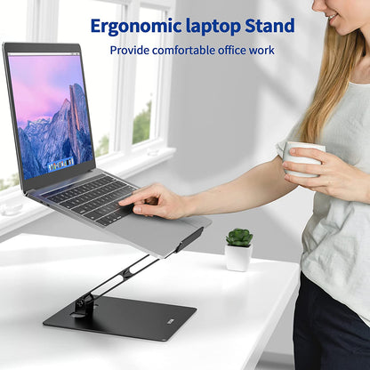 LSX5 Ergonomic Adjustable Aluminum Laptop Stand Compatible with 10-14" MacBook, Dell, HP, Lenovo, and More (Black)