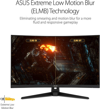 TUF Gaming VG328H1B 32-Inch Curved Monitor, 1080P Full HD, 165Hz (144Hz Compatible), Extreme Low Motion Blur, Adaptive-Sync, FreeSync Premium, 1ms Response Time, Eye Care Technology, HDMI and D-Sub Inputs