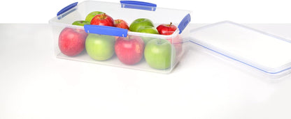 KLIP IT Food Storage Container | 7 L | Stackable & Airtight Fridge/Freezer Food Box with Lid | Bpa-Free Plastic | Blue Clips | 1 Count