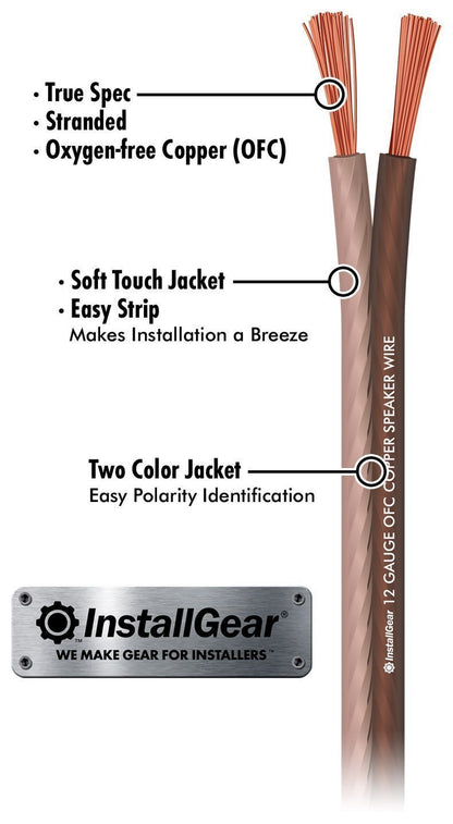 12-Gauge Speaker Wire with 12 Banana Plugs (100 Feet) - 99.9% Pure Copper - True Spec and Touch Cable