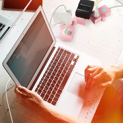 Flexible Power Strip with 3 AC Outlets and 2 USB Charging Ports, Pink Extension Cord, Surge Protection, Decorative Outlet Extender for Home and Office Use