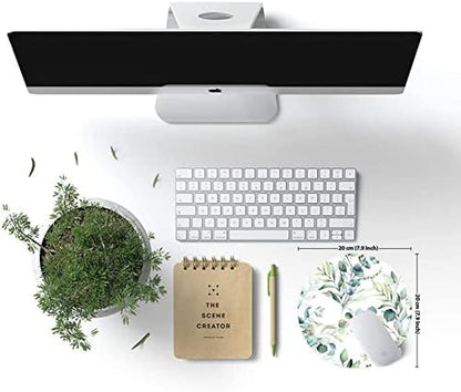 Customized Round Mouse Pad with Grass Leaf Design - Non-Slip Rubber Gaming and Office Mat