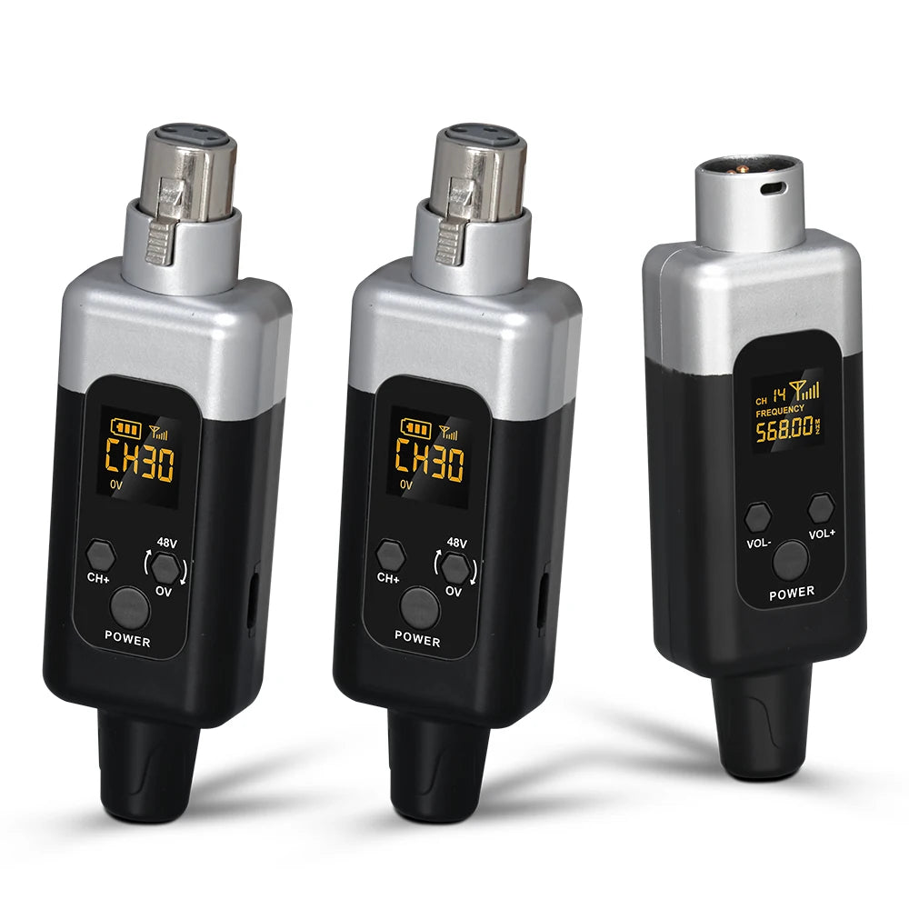 48V UHF Wireless Microphone Converter XLR Transmitter and Receiver System for All Microphones