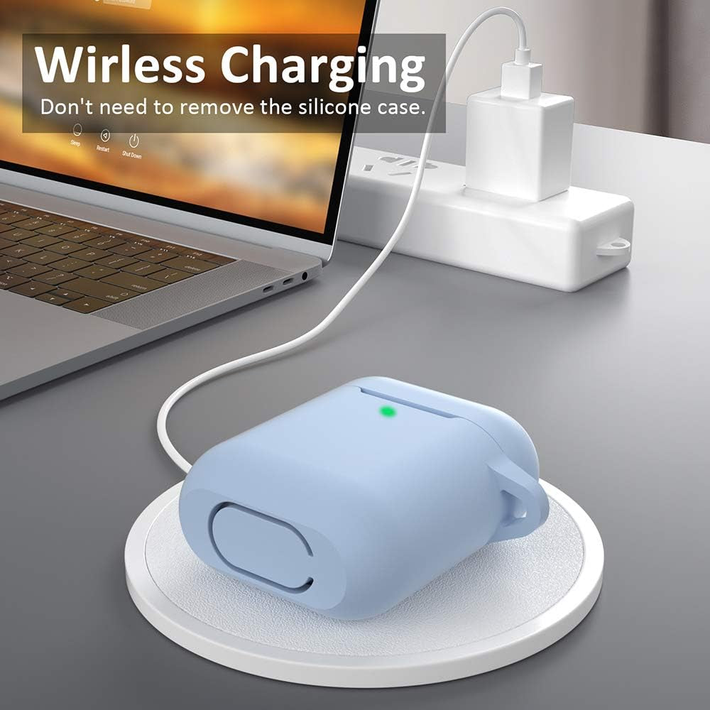 Silicone Case for Apple AirPods 1 & 2 Charging Case (Front LED Visible) - Denim Blue