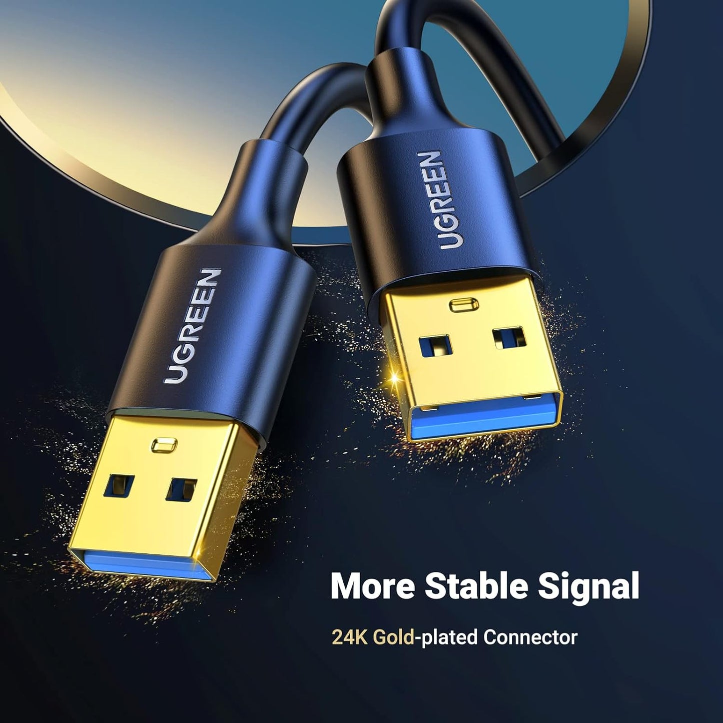 UGREEN USB 3.0 Male to Male Cable, 5 Gbps Data Transfer, Durable Nylon 3.3 FT, Compatible with Hard Drives, Cooling Fans, Cameras, DVD Players, TVs, Flashlights, Hubs, Monitors, Speakers, and More