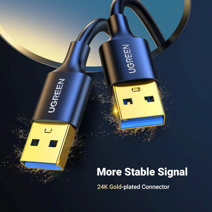 UGREEN USB 3.0 Male to Male Cable, 5 Gbps Data Transfer, Durable Nylon 3.3 FT, Compatible with Hard Drives, Cooling Fans, Cameras, DVD Players, TVs, Flashlights, Hubs, Monitors, Speakers, and More