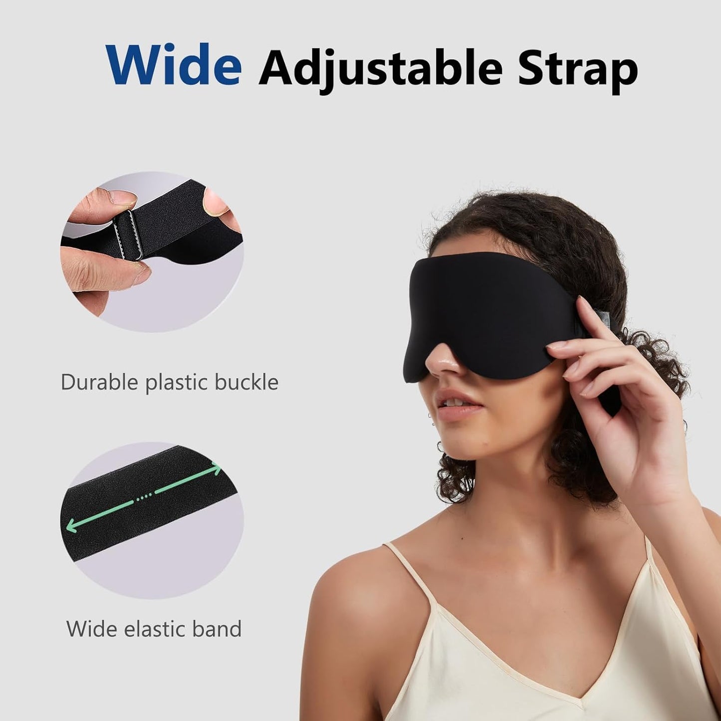 Contoured Memory Foam Sleep Mask with Earplugs Set - Soft 3D Blackout Eye Mask for Comfortable Sleep, Eye Protection, Suitable for Women and Men, Black
