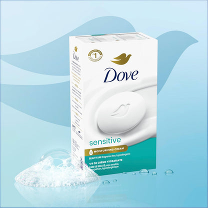 Dove Sensitive Skin Beauty Bar Soap - Fragrance-Free and Hypoallergenic, 8 Bars (3.75 oz each)