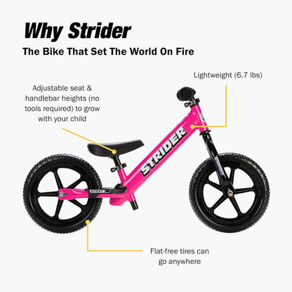 12-Inch No-Pedal Balance Bike for Children Ages 1 to 4 - Features Safety Pad, Padded Seat, Mini Grips, and Flat-Free Tires - Easy Tool-Free Assembly and Adjustments