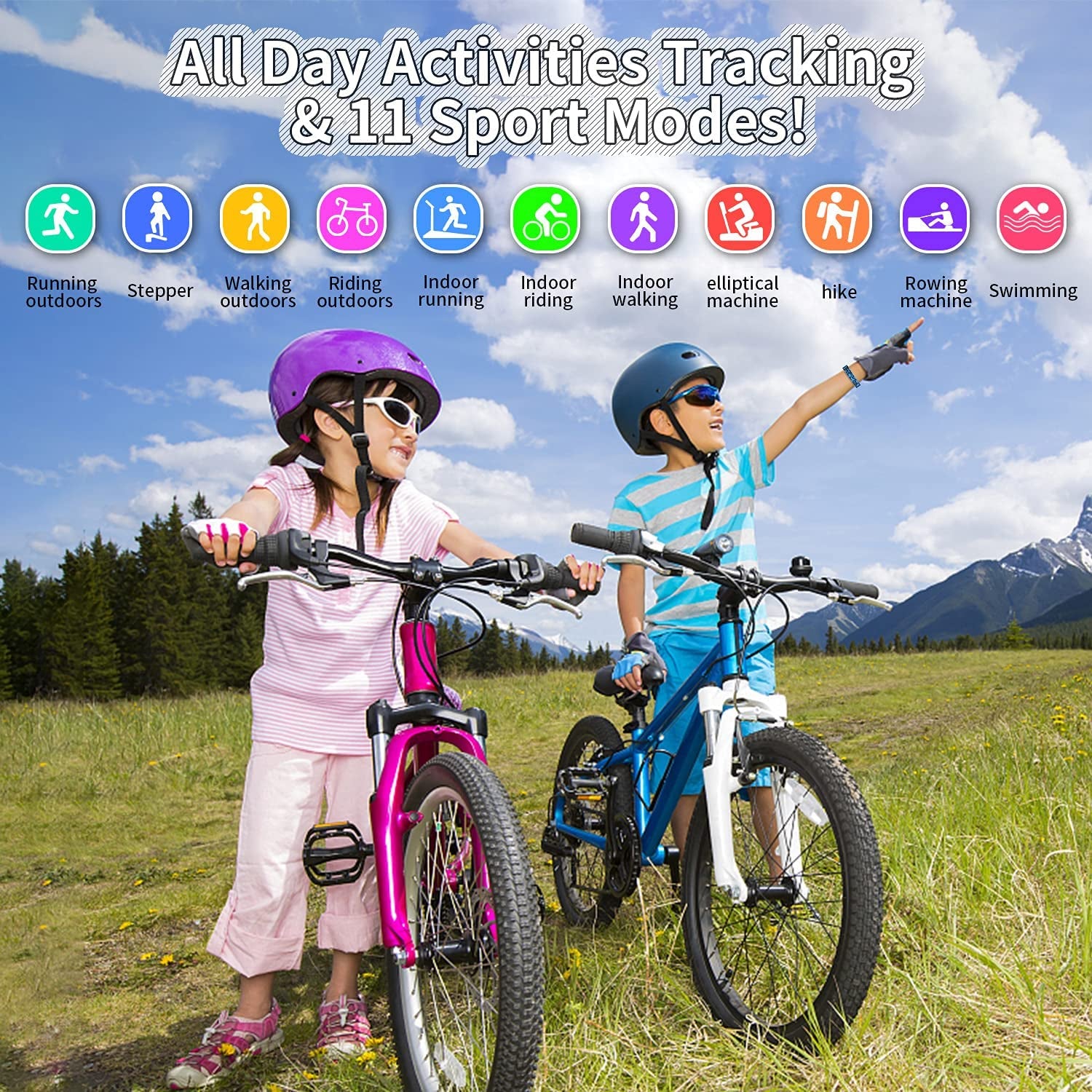Children's Fitness Tracker Watch - IP68 Waterproof Smartwatch with Pedometer, Stopwatch, and 11 Sports Modes for Ages 6-16