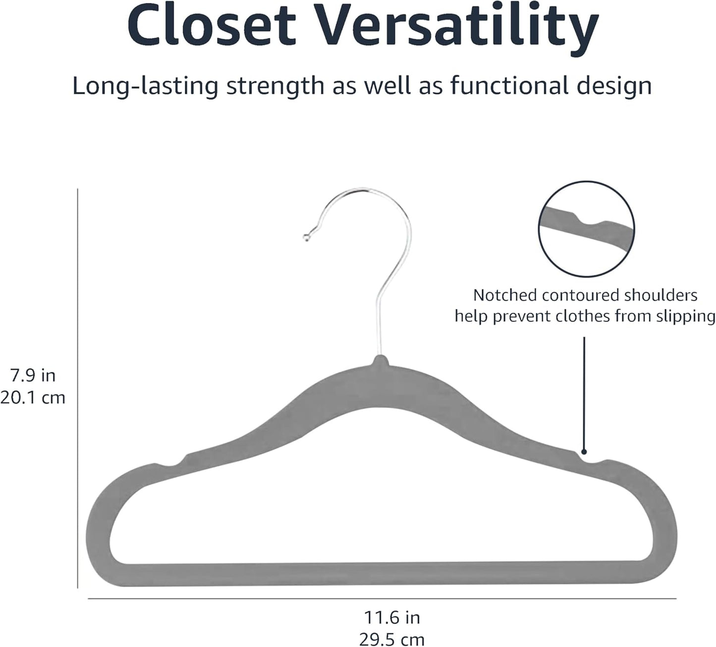 Velvet Non-Slip Hangers for Infants and Toddlers, 29.5 cm (11.6 inches), Pack of 30, Blue