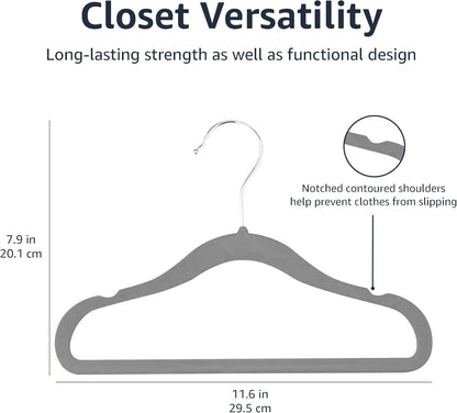 Velvet Non-Slip Hangers for Infants and Toddlers, 29.5 cm (11.6 inches), Pack of 30, Blue