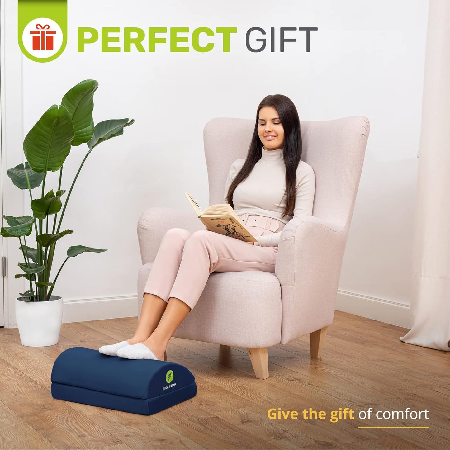 Chiropractor-Approved Adjustable Premium Teardrop Footrest for Lumbar, Back, and Knee Pain Relief (Navy Blue)