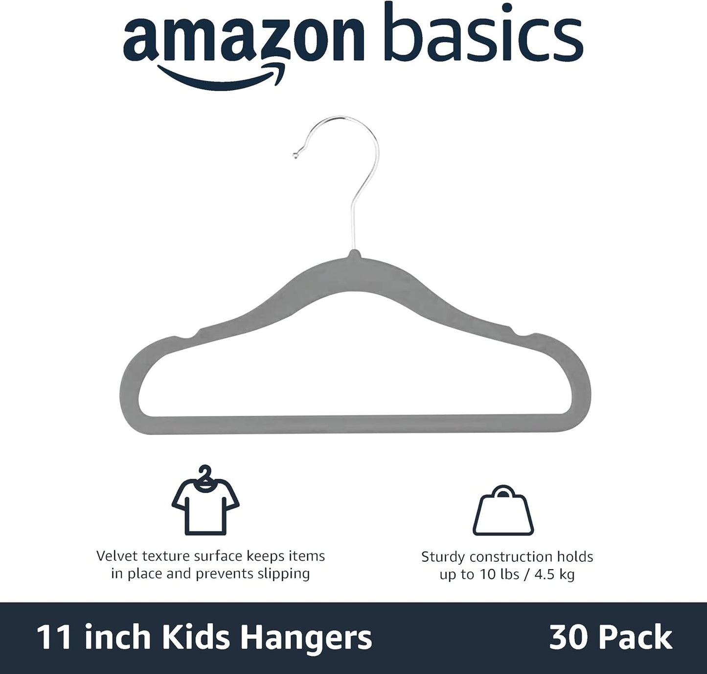 Velvet Non-Slip Hangers for Infants and Toddlers, 29.5 cm (11.6 inches), Pack of 30, Blue