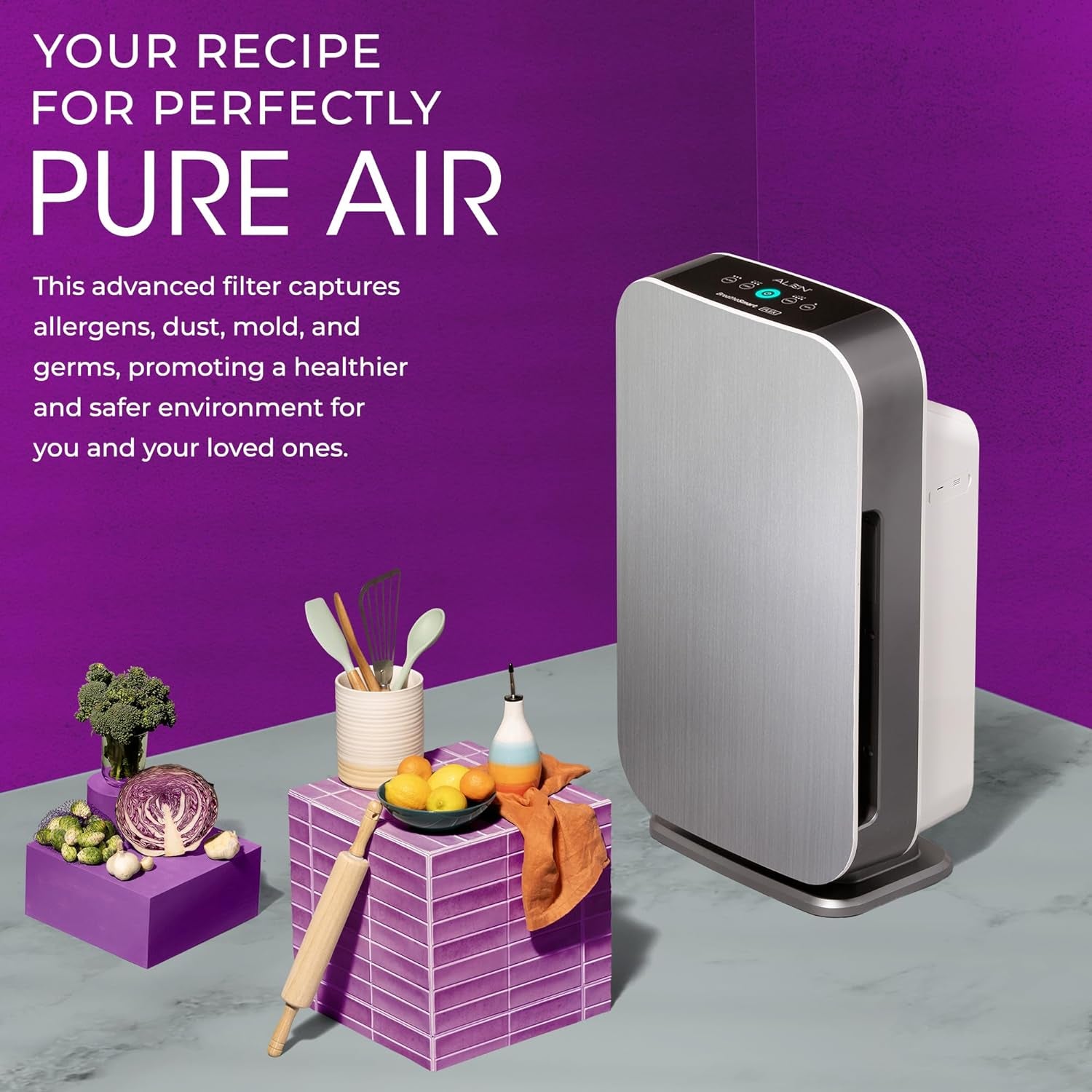 Breathesmart Flex HEPA Air Purifier with Pure Filter – Covers 700 Sq. Ft. in 30 Minutes for Bedroom and Office Use, Effectively Reduces Allergens, Dust, and Mold – White