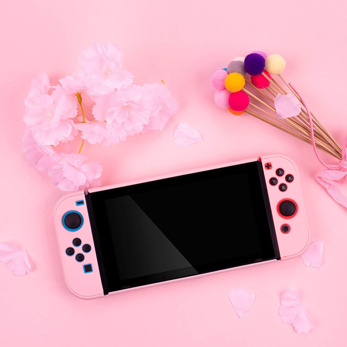 Slim Protective Case for Nintendo Switch and Joy-Con - Shock-Absorbent and Scratch-Resistant (Sakura Pink)