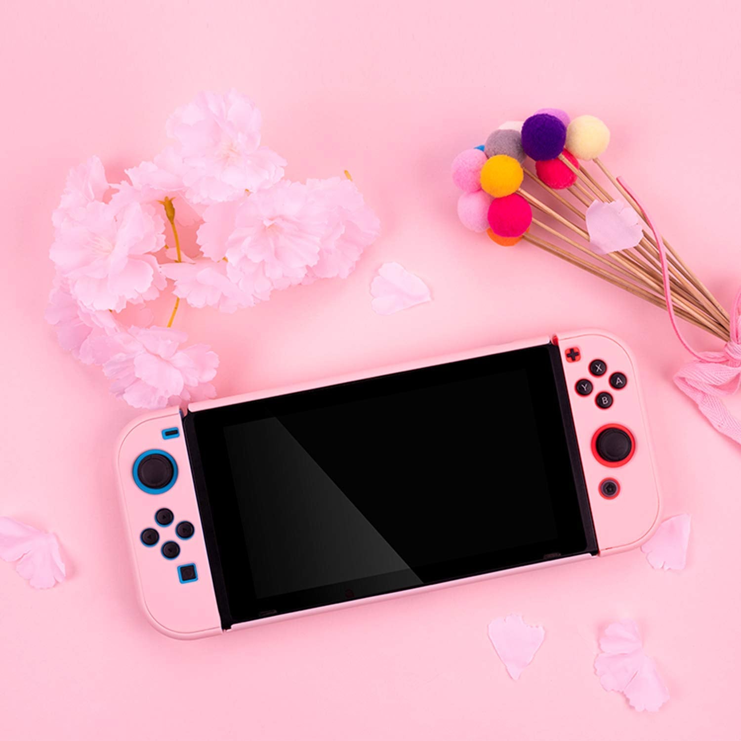Slim Protective Case for Nintendo Switch and Joy-Con - Shock-Absorbent and Scratch-Resistant (Sakura Pink)