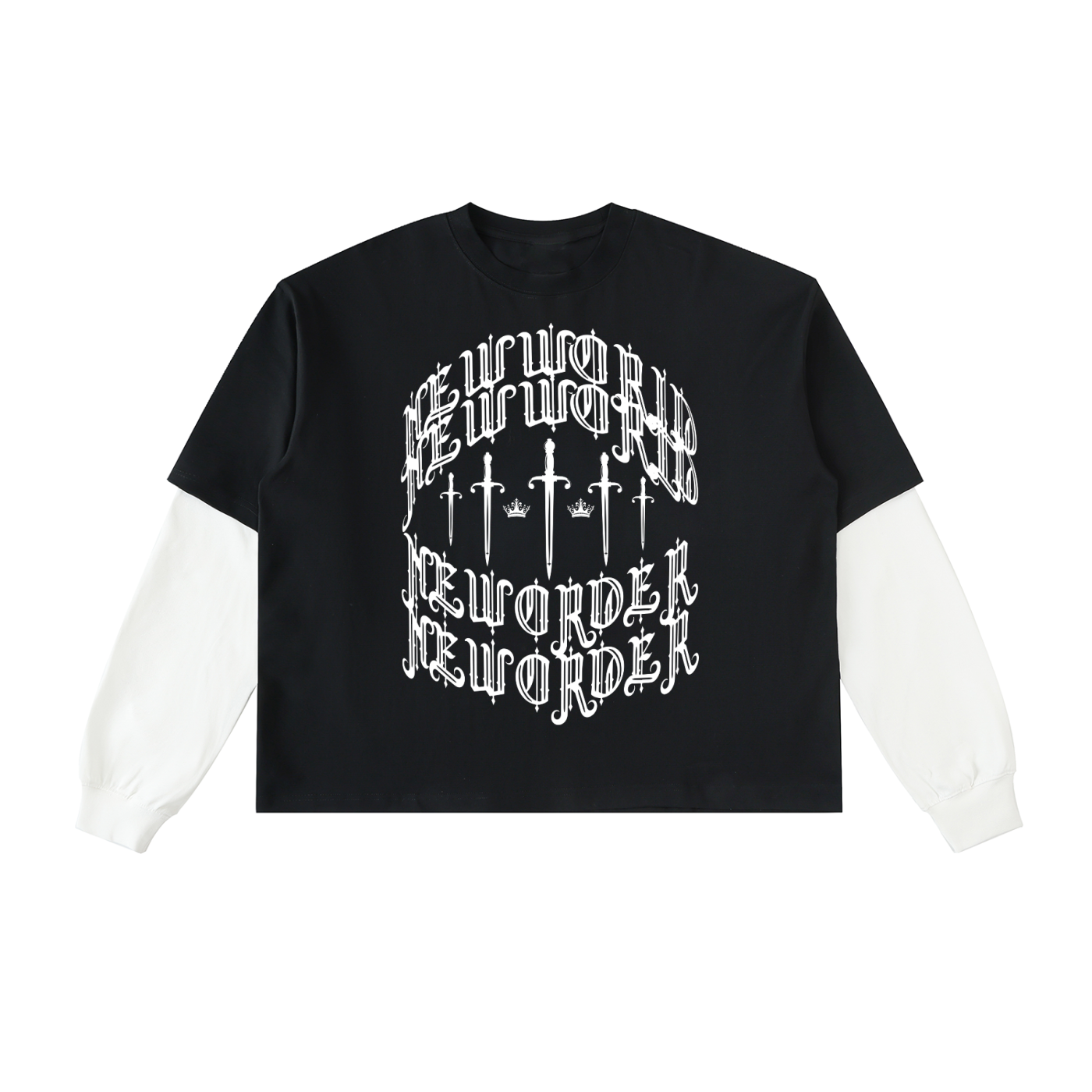 Layered Contrast Sleeve Cotton T-Shirt