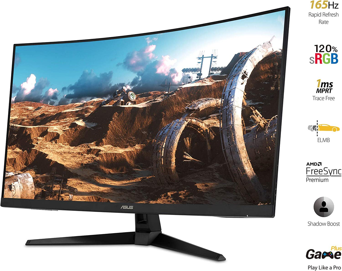 TUF Gaming VG328H1B 32-Inch Curved Monitor, 1080P Full HD, 165Hz (144Hz Compatible), Extreme Low Motion Blur, Adaptive-Sync, FreeSync Premium, 1ms Response Time, Eye Care Technology, HDMI and D-Sub Inputs