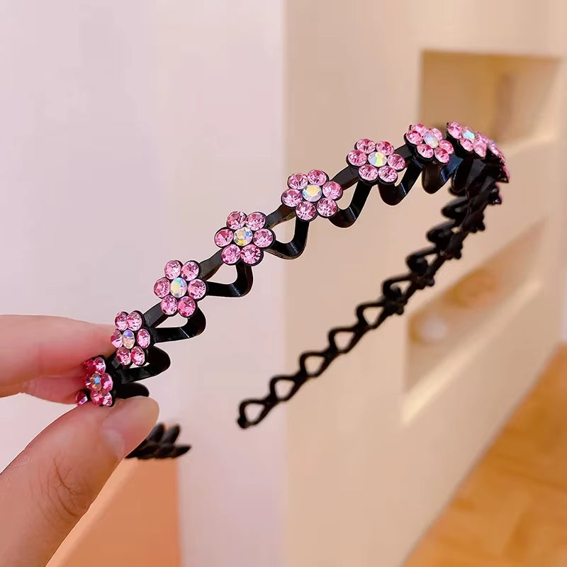 Non-Slip Rhinestone Hairbands with Wave Design for Women and Girls - Fashionable Hair Hoops and Accessories